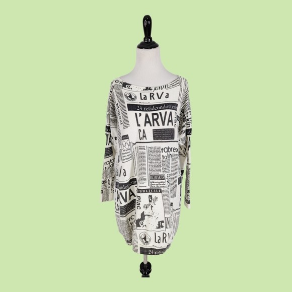 XIKOI Women Print Newspa Knitted Wool Sweater Oversized Pullovers Loose Sweaters - Picture 1 of 5